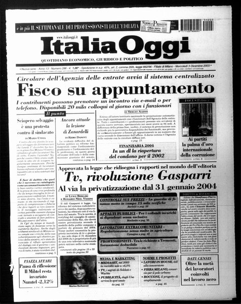 Italia oggi : quotidiano di economia finanza e politica